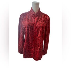 Chic Red Textured Women's Blazer